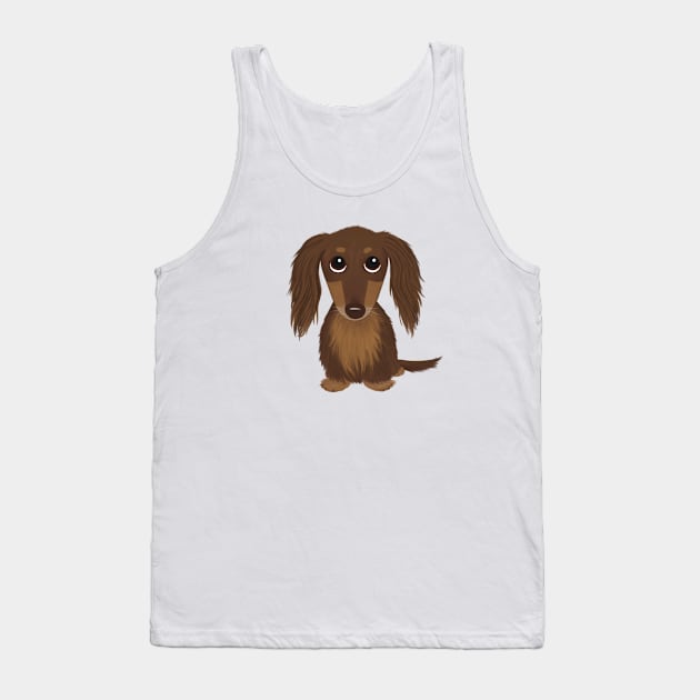 Cute Dog | Longhaired Chocolate Brown Dachshund | Wiener Dog Tank Top by Coffee Squirrel